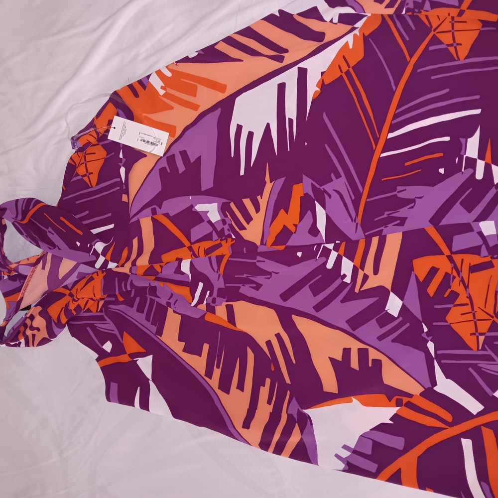 Vibrant Purple and Orange Tropical Dress